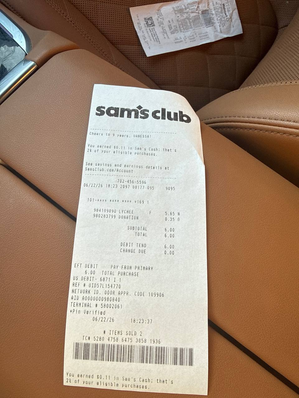 Sam's Club Receipt