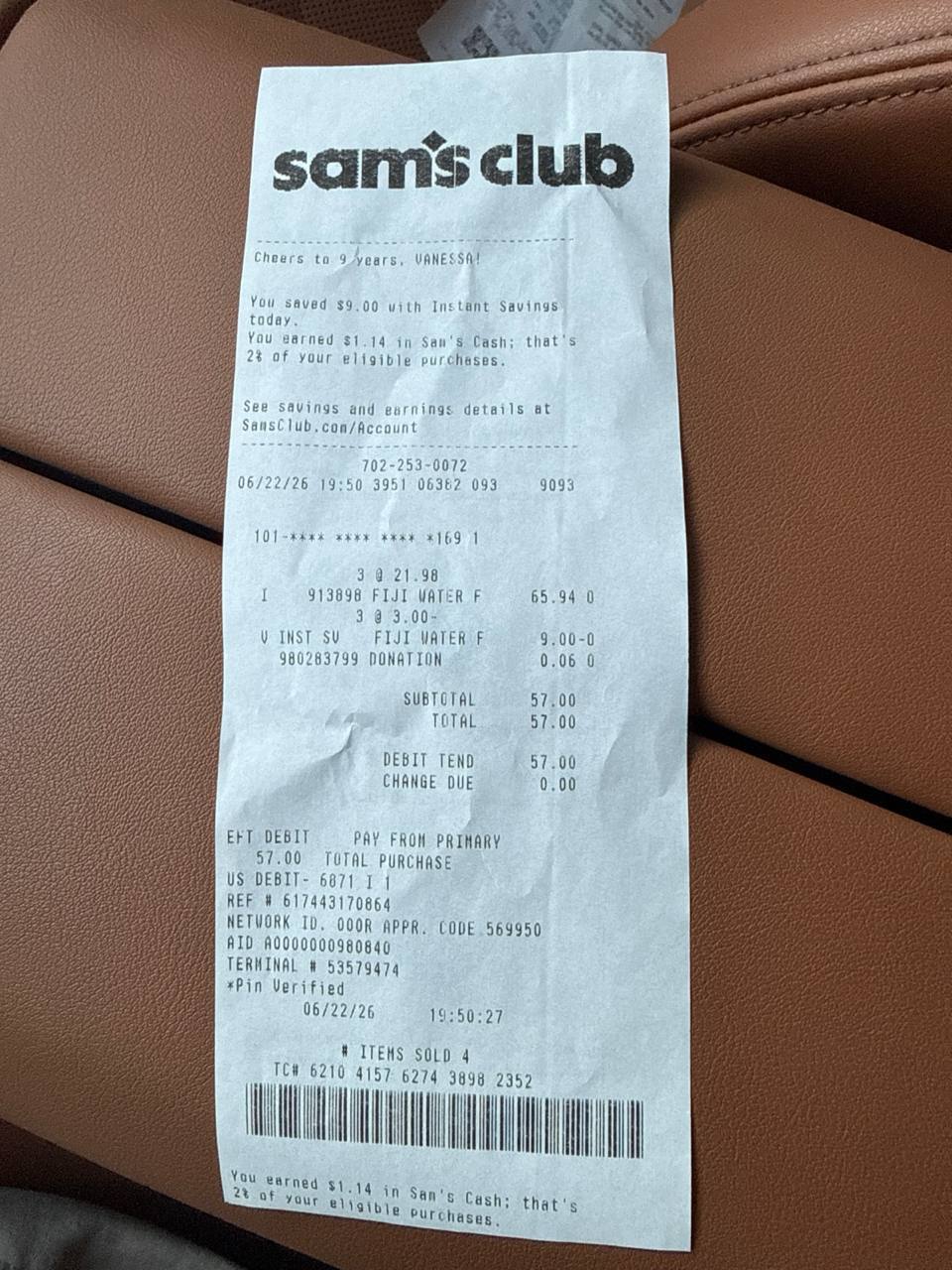 Sam's Club Receipt